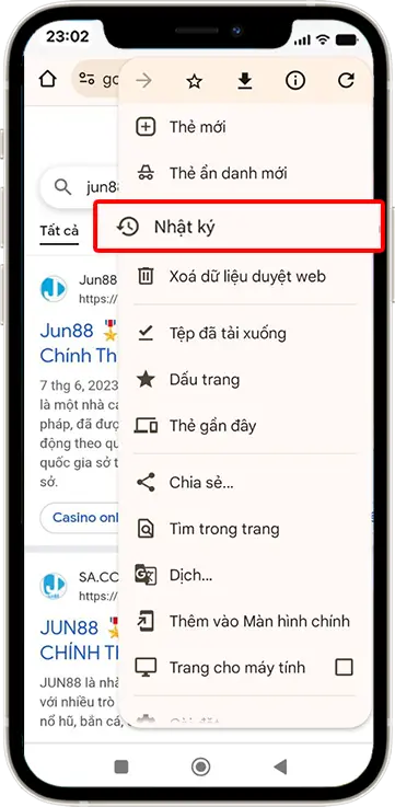 Bước 2: Chọn Nhật ký